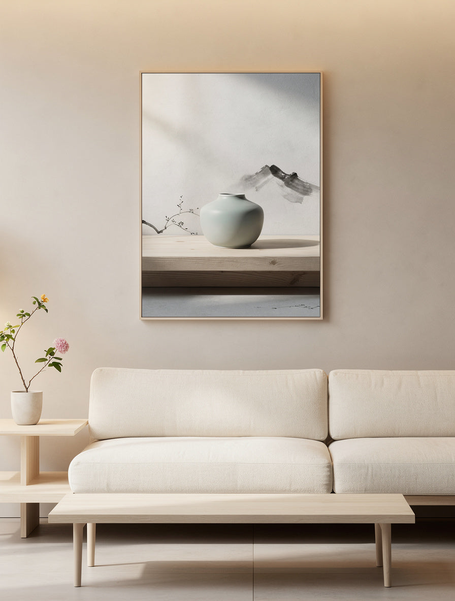 Celadon Morning Stillness Korean Art | Minimalist Canvas
