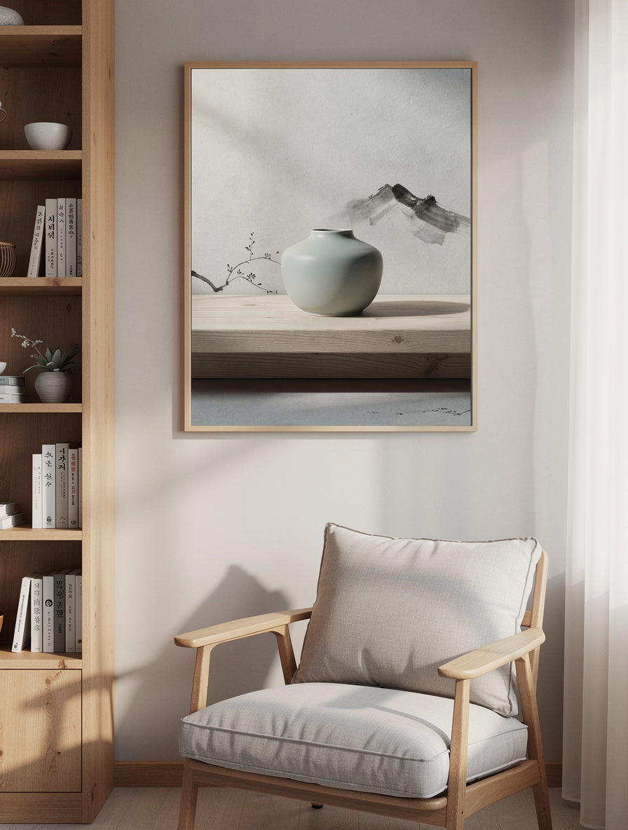 Celadon Morning Stillness Korean Art | Minimalist Canvas