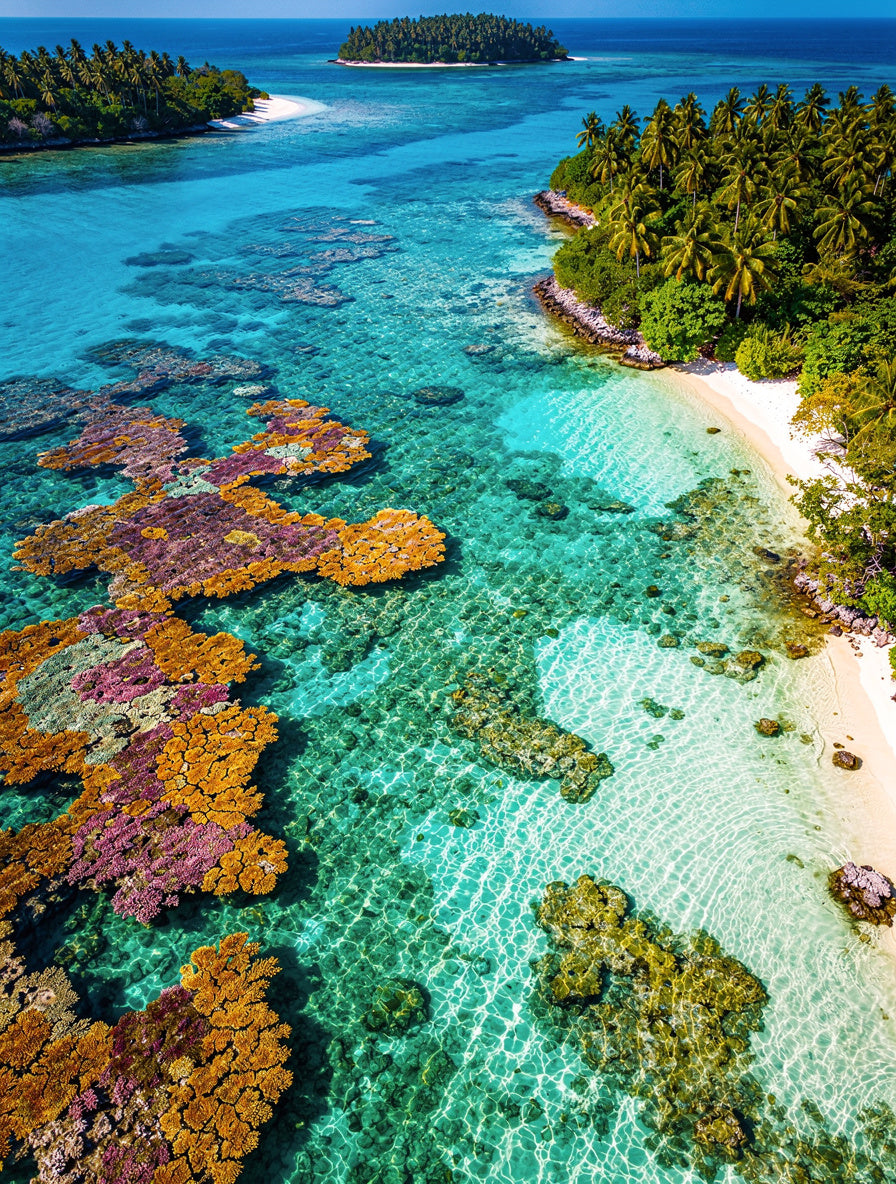 Coral Reef Aerial Paradise | Tropical Canvas Print