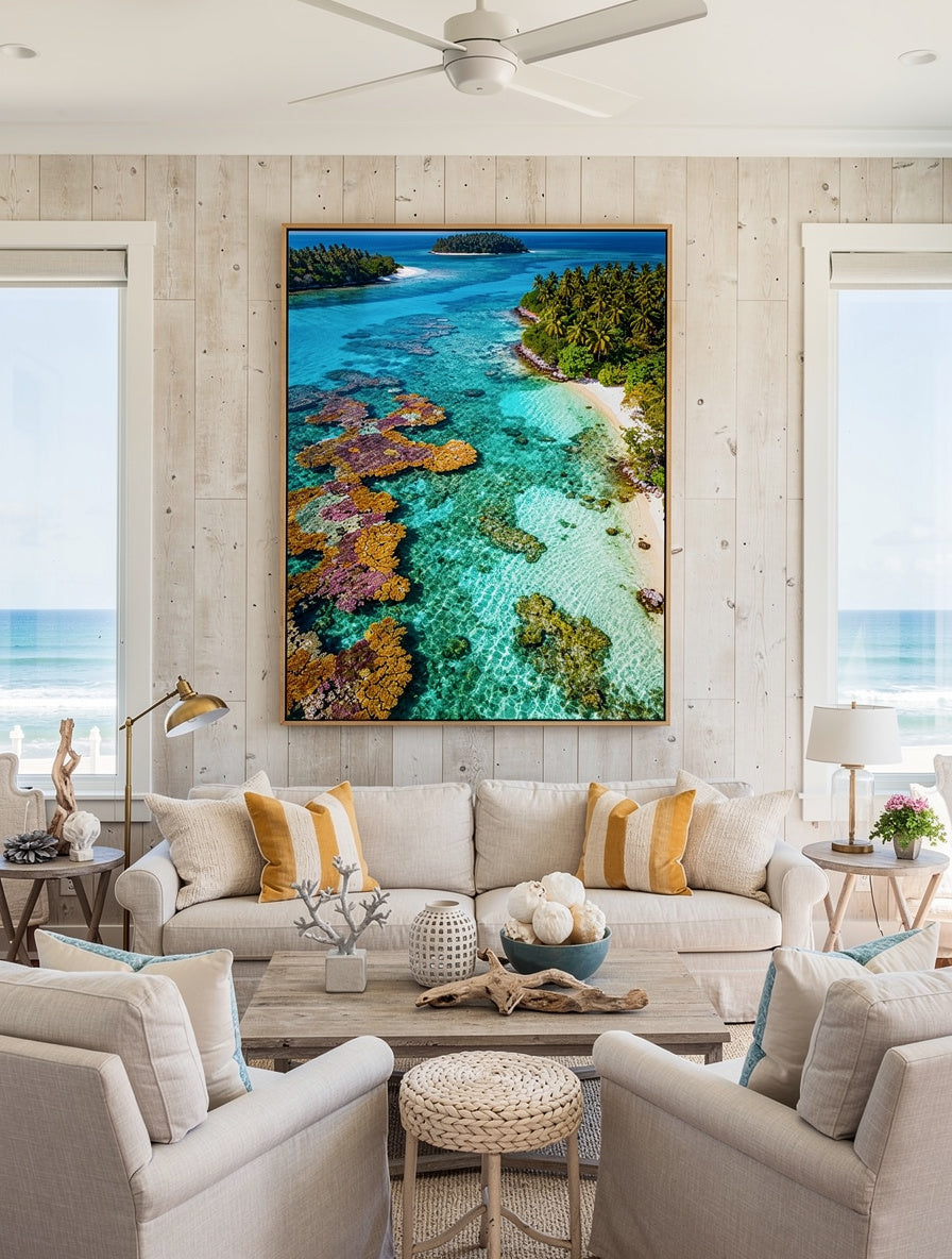 Coral Reef Aerial Paradise | Tropical Canvas Print