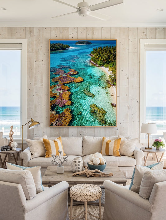 Coral Reef Aerial Paradise | Tropical Canvas Print
