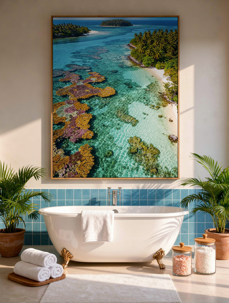 Coral Reef Aerial Paradise | Tropical Canvas Print