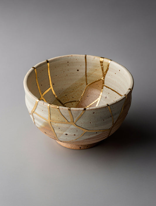 Cracked Ceramic Bowl Stillness | Wabi-Sabi Wall Art
