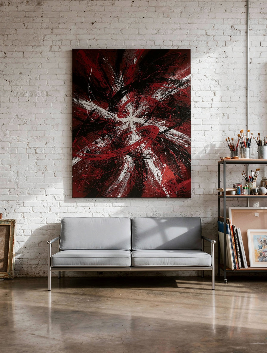 Crimson Storm Emergence Abstract Art | Expressionist Canvas