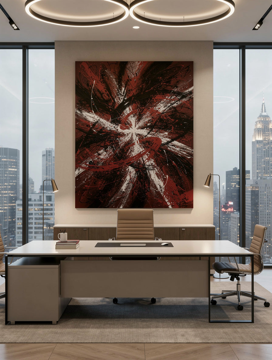 Crimson Storm Emergence Abstract Art | Expressionist Canvas