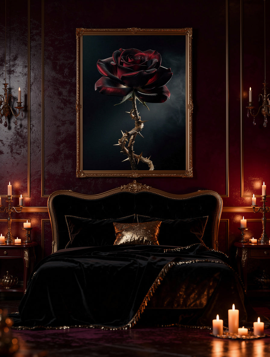Crimson Velvet Rose Noir | Dark Floral Gothic Art