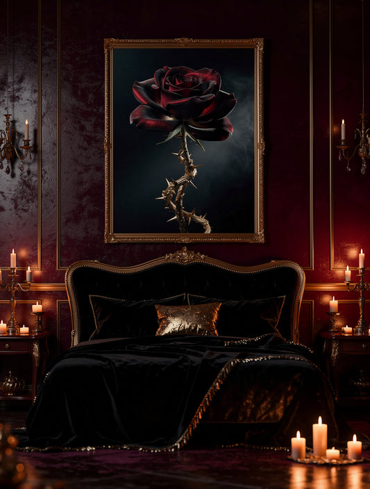 Crimson Velvet Rose Noir | Dark Floral Gothic Art