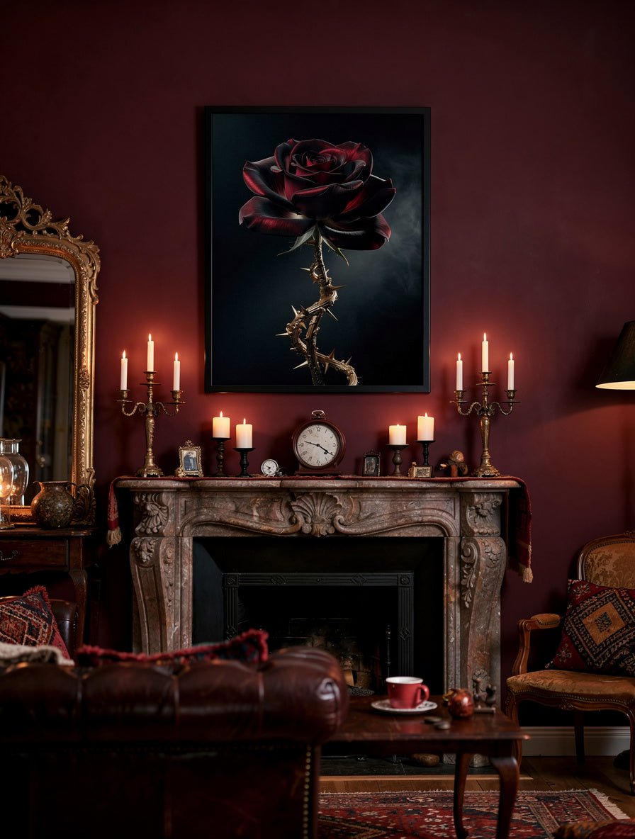 Crimson Velvet Rose Noir | Dark Floral Gothic Art