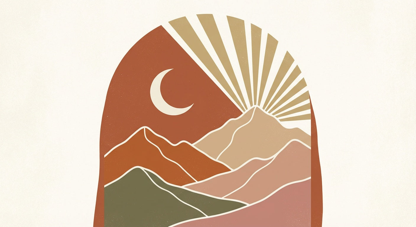 Desert Moon Dreamscape Minimalist Boho Wall Art | Bohemian Dreamcatcher Desert Canvas Print