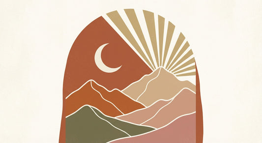 Desert Moon Dreamscape Minimalist Boho Wall Art | Bohemian Dreamcatcher Desert Canvas Print