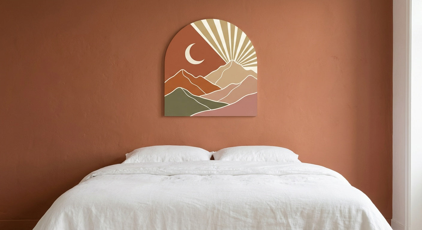Desert Moon Dreamscape Minimalist Boho Wall Art | Bohemian Dreamcatcher Desert Canvas Print