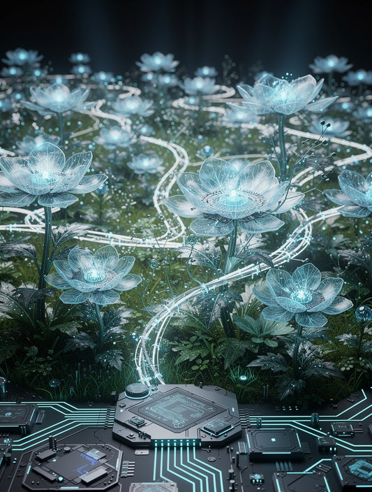 Digital Consciousness Blooming AI Wall Art | Modern
