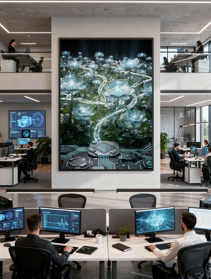 Digital Consciousness Blooming AI Wall Art | Modern