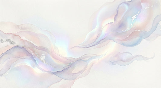 Celestial Opal Dream Abstract Wall Art | Iridescent Minimalist Print for Bedroom & Spa Decor