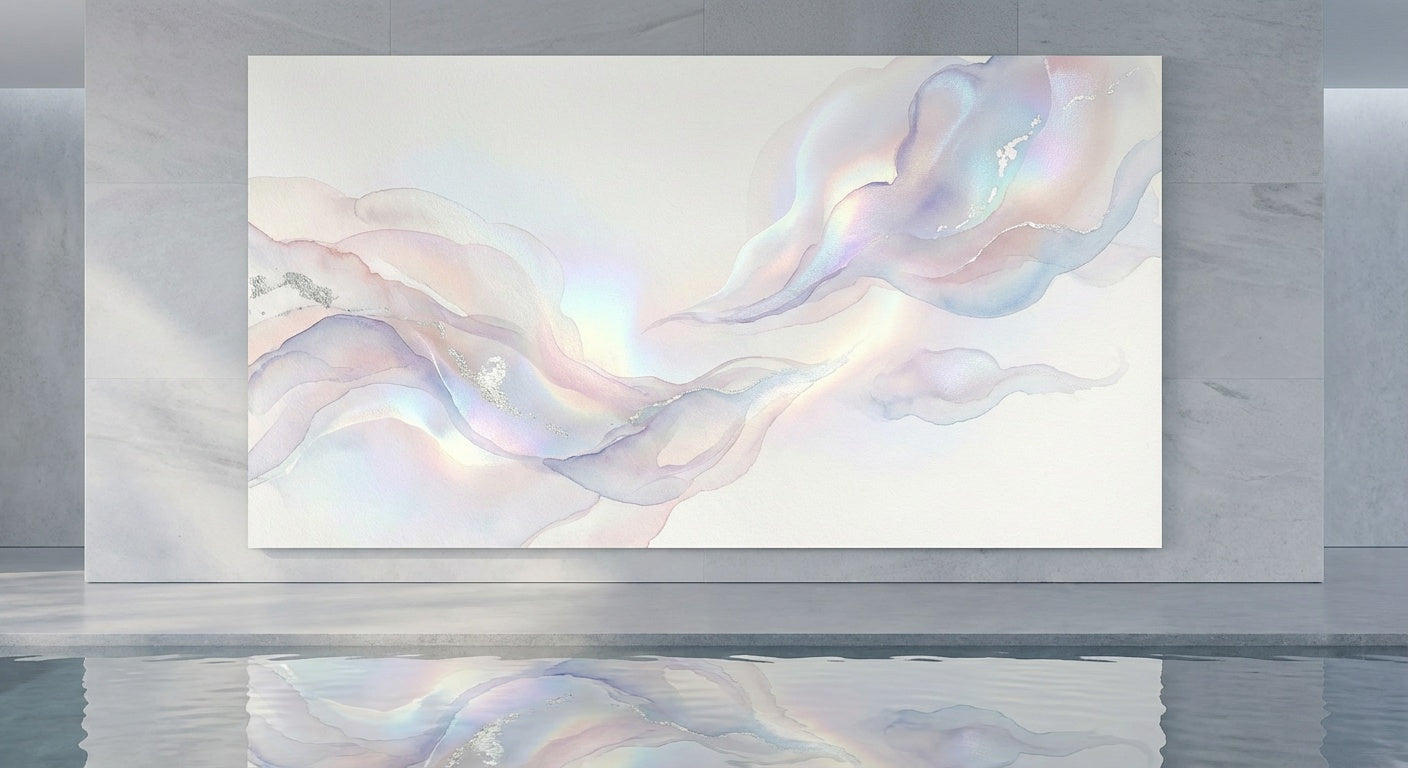 Celestial Opal Dream Wall Art | Iridescent Minimalist Print