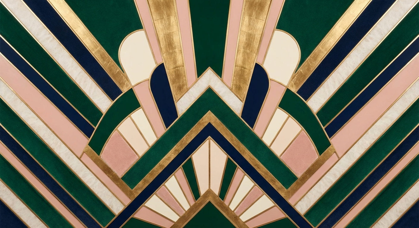 Gilded Neo Art Deco Geometric Wall Art | Metallic Gold & Black Print