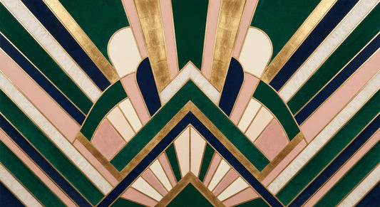 Gilded Symmetry Neo Art Deco Geometric Wall Art | Luxe Metallic Gold & Black Modern Print