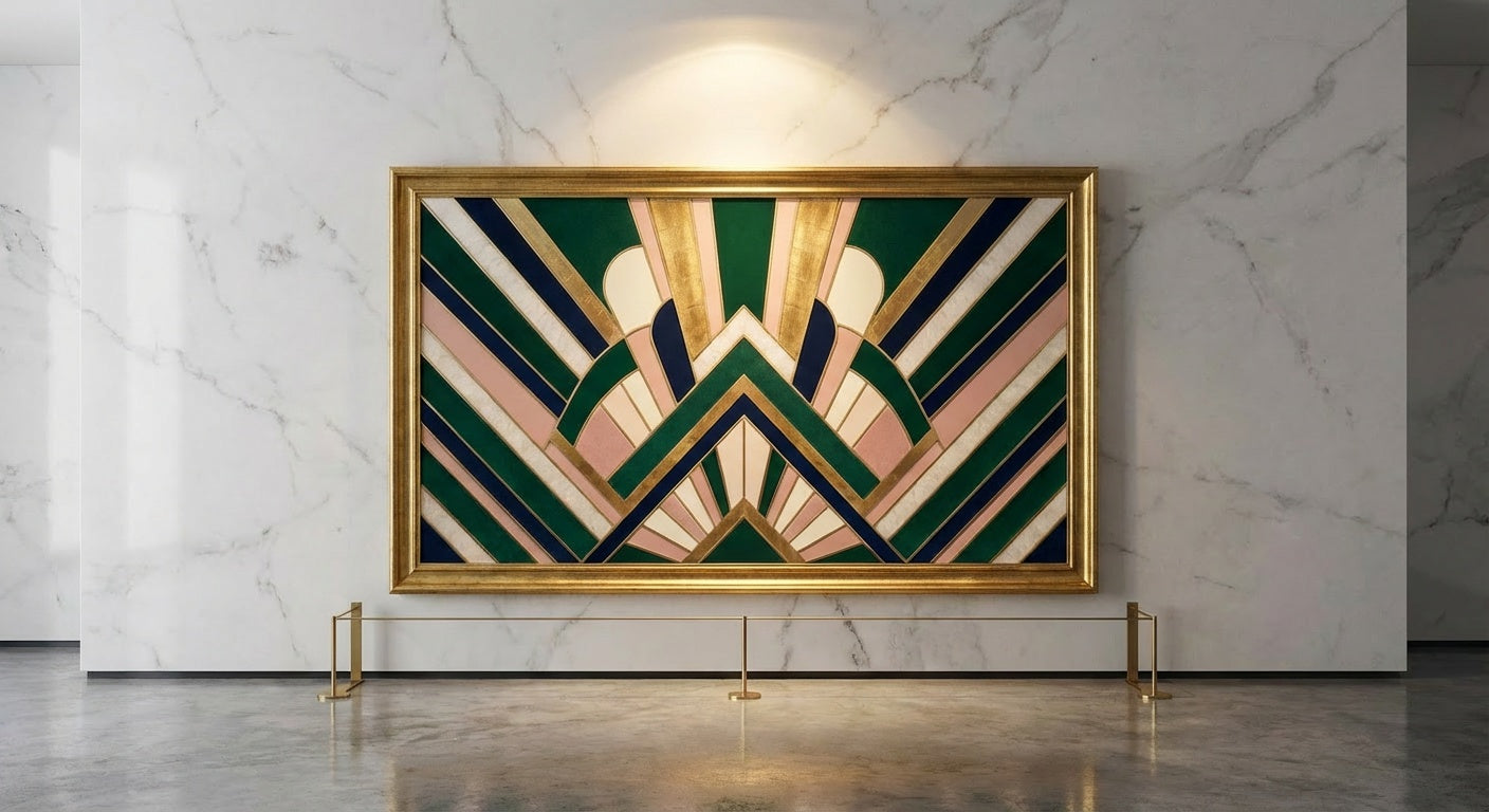 Gilded Neo Art Deco Geometric Wall Art | Metallic Gold & Black Print