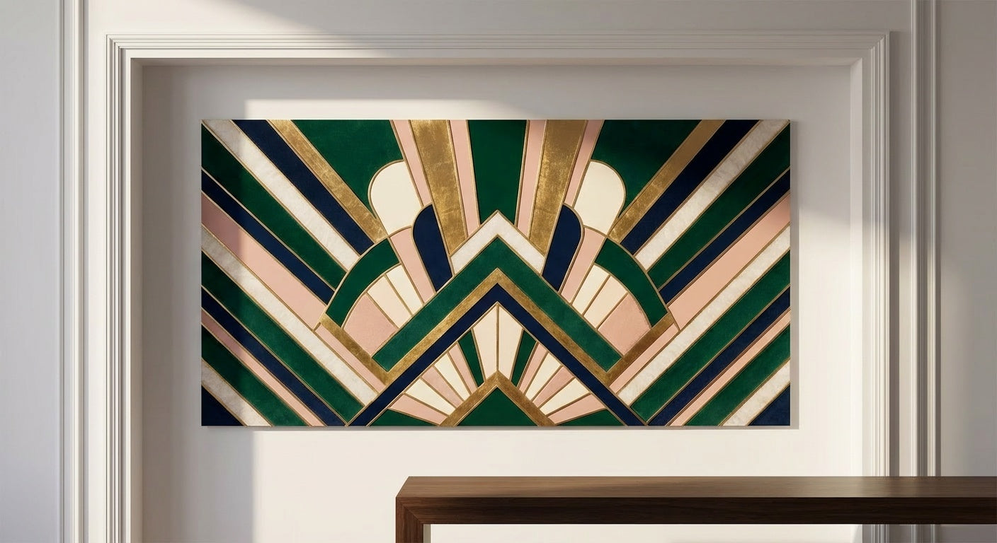 Gilded Neo Art Deco Geometric Wall Art | Metallic Gold & Black Print