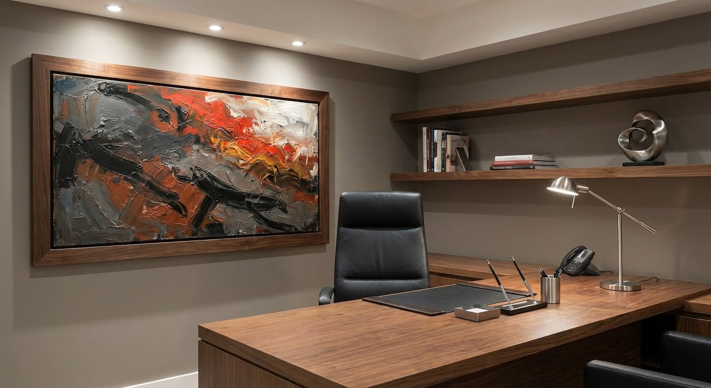 Ember and Slate Abstract Expressionist Wall Art | Bold Gestural Brushstrokes in Warm & Cool Tones