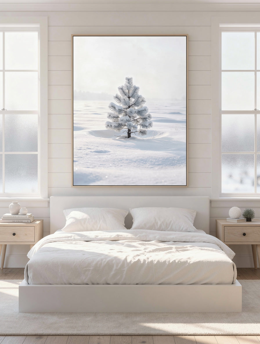 Frosted Pine Solitude Winter Wall Art | Minimalist