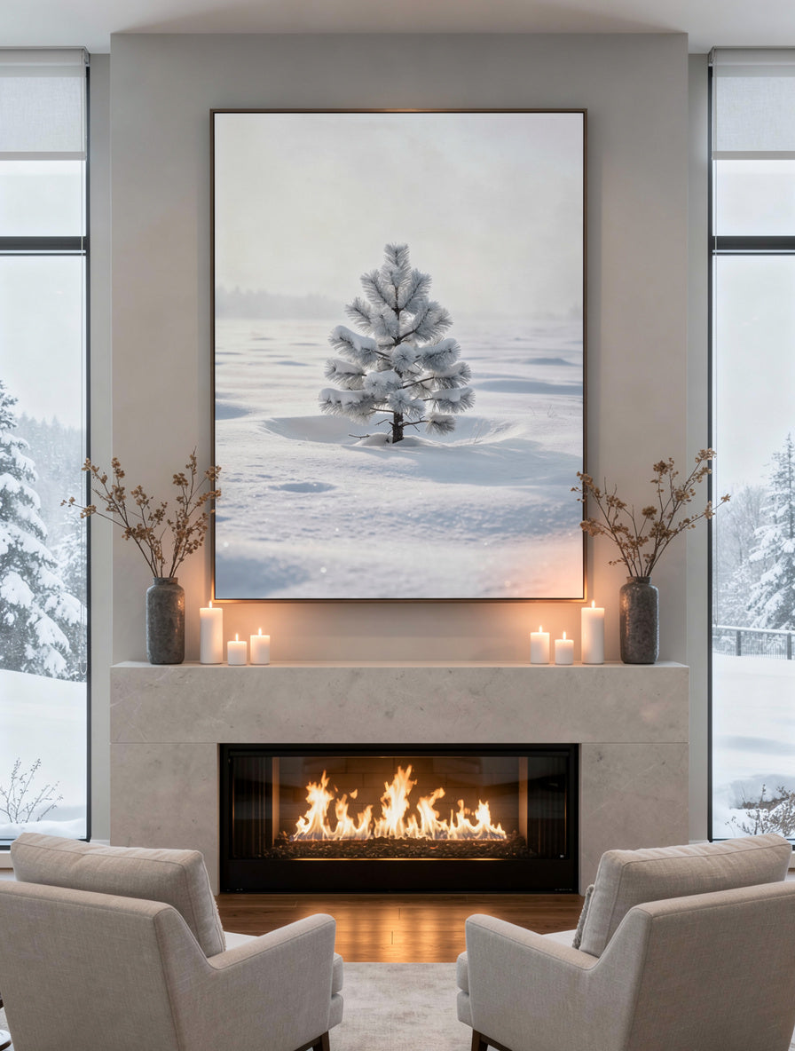 Frosted Pine Solitude Winter Wall Art | Minimalist