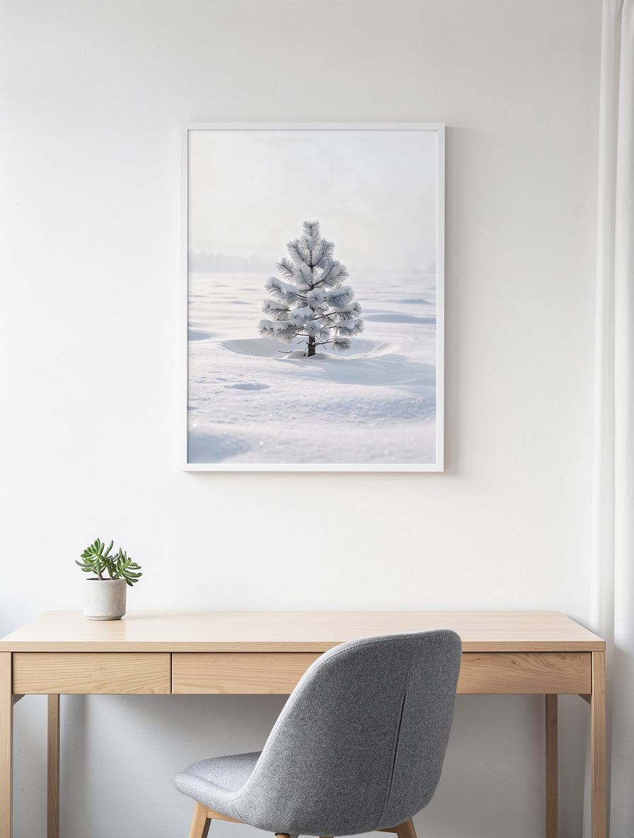 Frosted Pine Solitude Winter Wall Art | Minimalist
