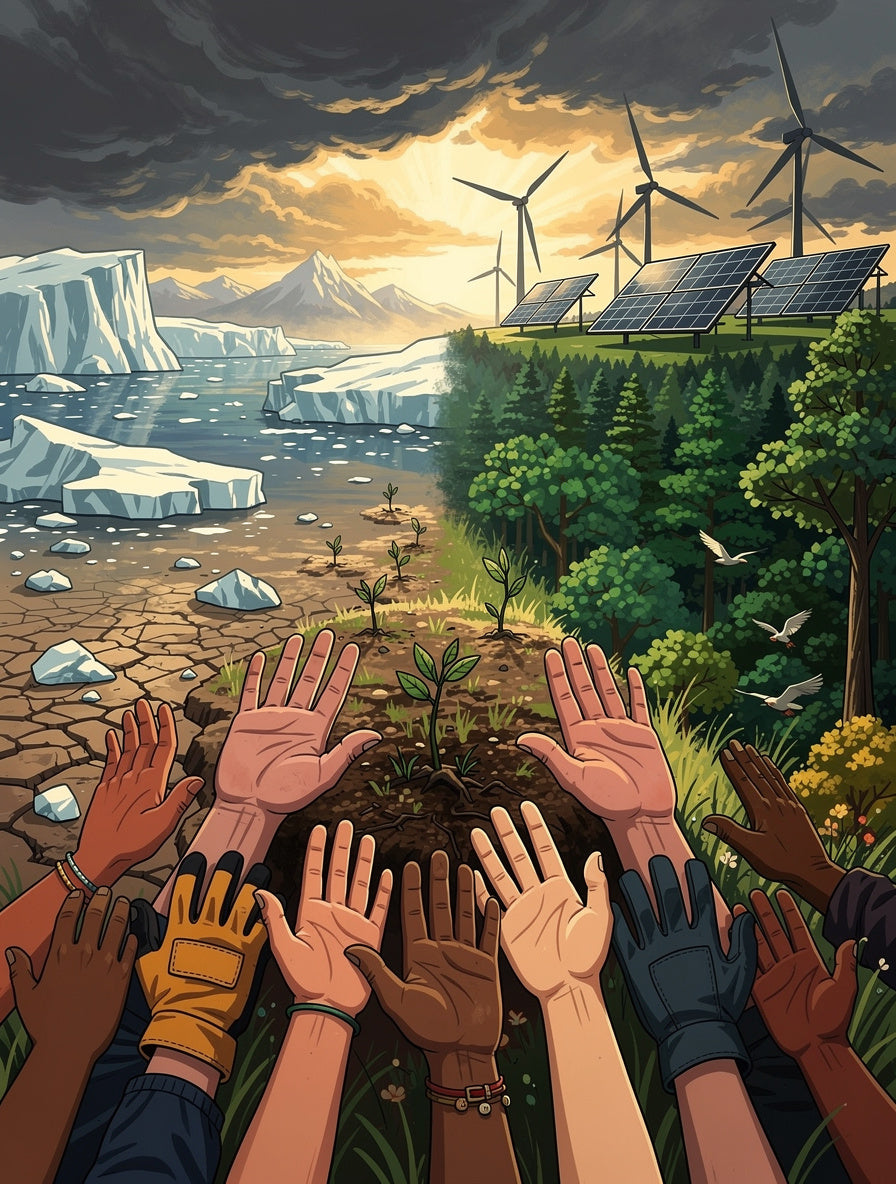 Hands Rising Climate Reckoning Wall Art | Activism