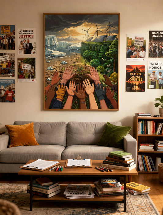 Hands Rising Climate Reckoning Wall Art | Activism
