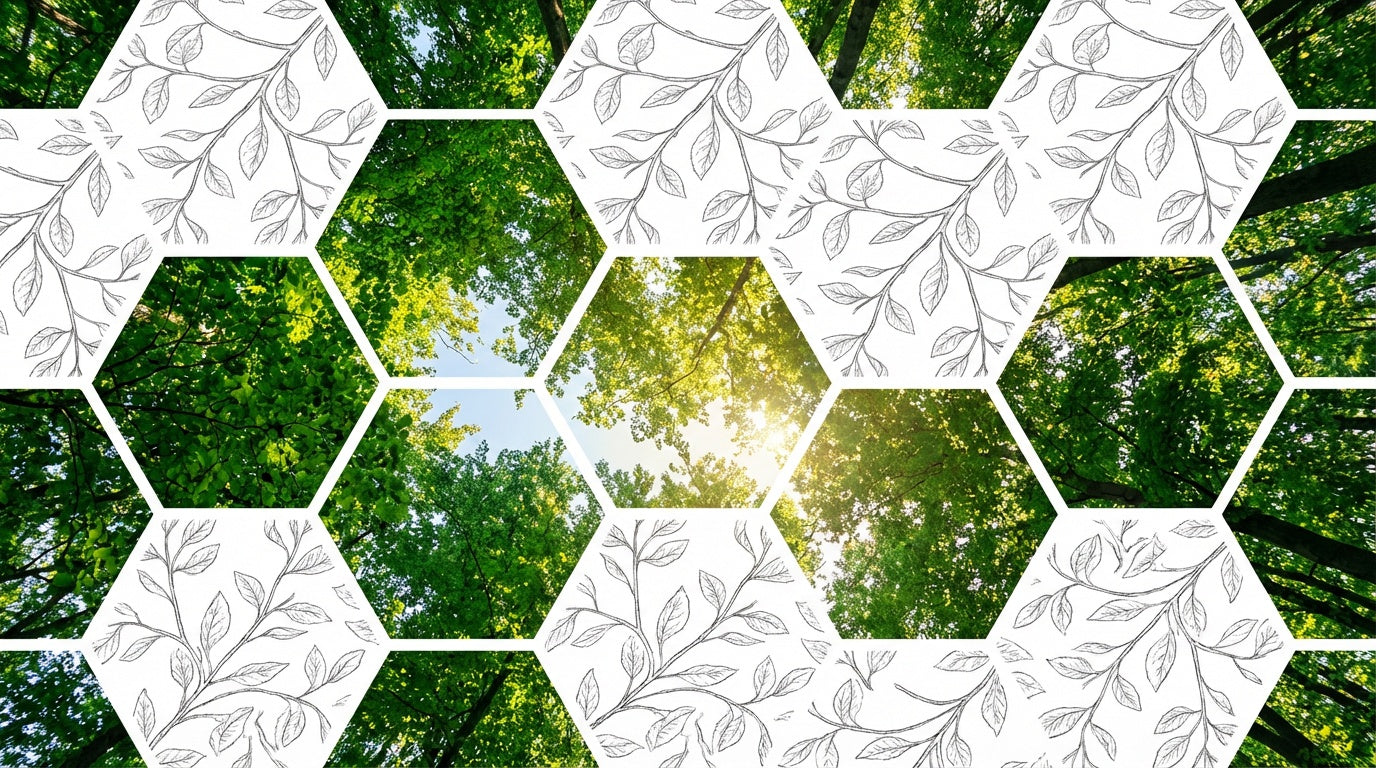 Hexagonal Canopy Geometric Nature Wall Art | Modern Print