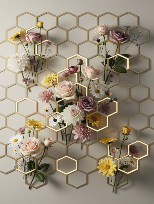 Honeycomb Flower Matrix Geometric Wall Art | Modern