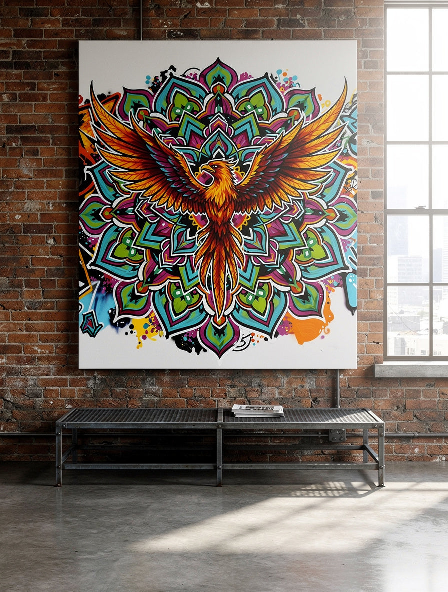 Kaleidoscope Mandala Bird Street Art | Urban Canvas