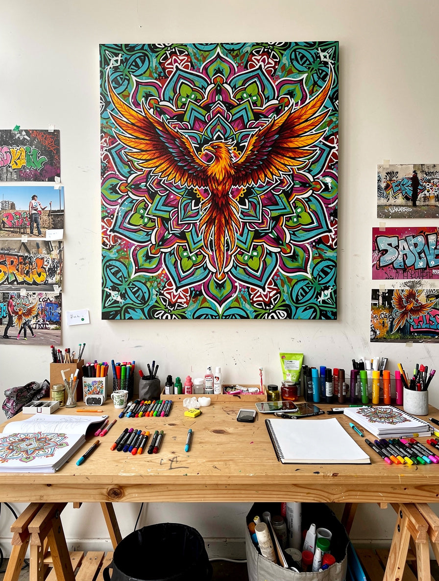 Kaleidoscope Mandala Bird Street Art | Urban Canvas