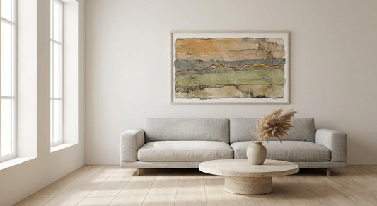 Kintsugi Horizon Japandi Wall Art | Wabi-Sabi Minimalist Print | Gold Repair Earth Tone Abstract Art