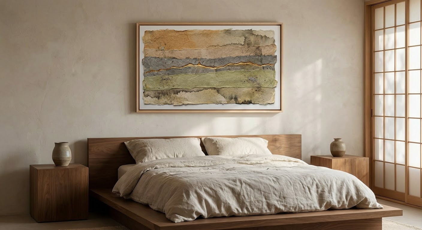 Kintsugi Horizon Japandi Wall Art | Wabi-Sabi Minimalist Print | Gold Repair Earth Tone Abstract Art