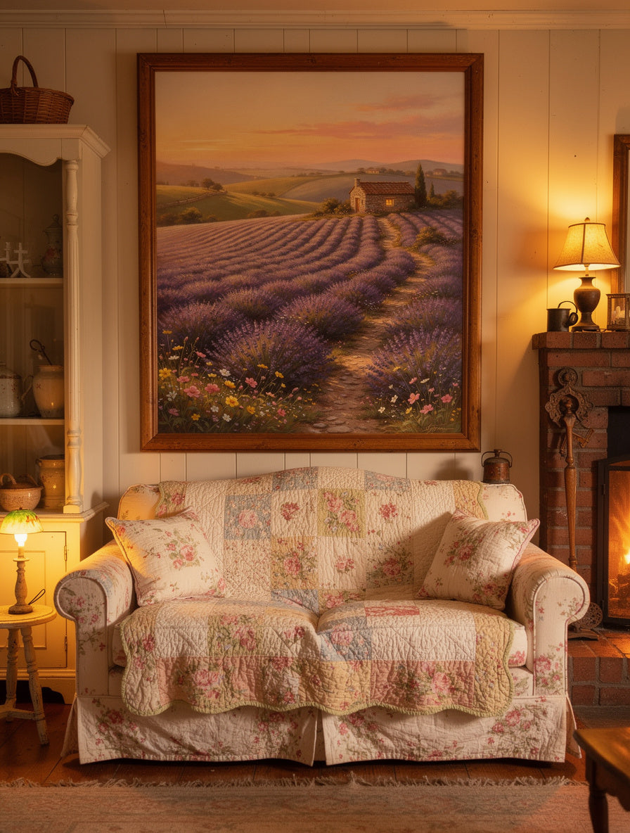 Lavender Fields Golden Hour | Cottagecore Canvas Art