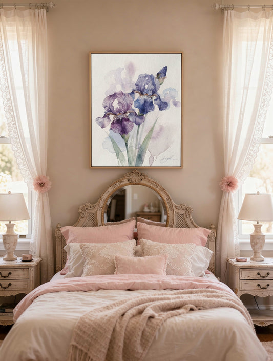 Loose Iris Cascade Watercolor | Botanical Wall Art