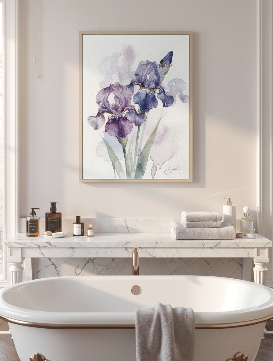 Loose Iris Cascade Watercolor | Botanical Wall Art
