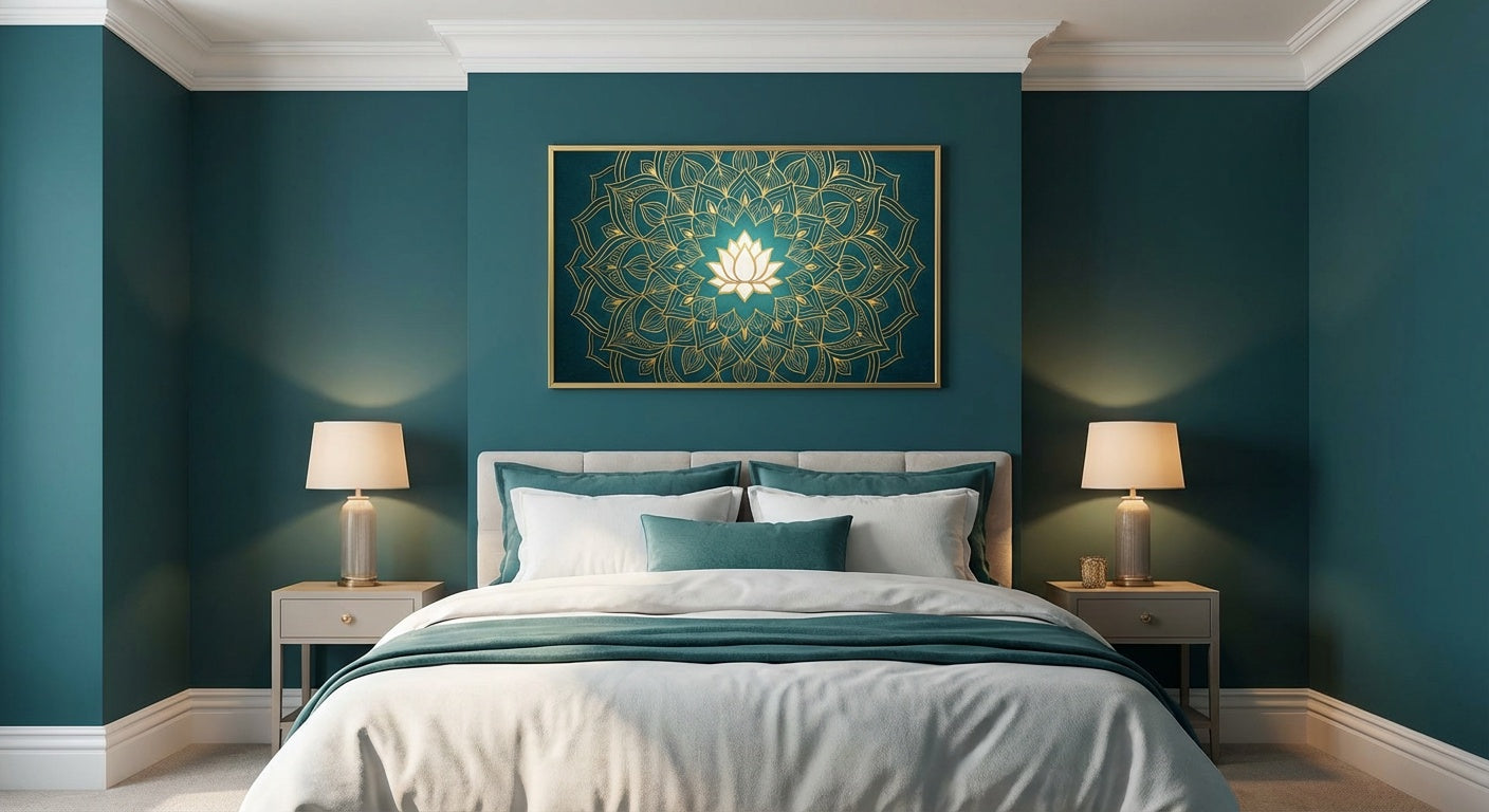 Lotus Mandala Meditation Canvas Wall Art | Spiritual Zen Decor for Yoga & Prayer Room