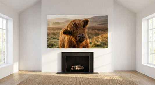 Majestic Highland Cow Portrait Canvas Wall Art | Rustic Farmhouse Animal Print for Living Room & Study
