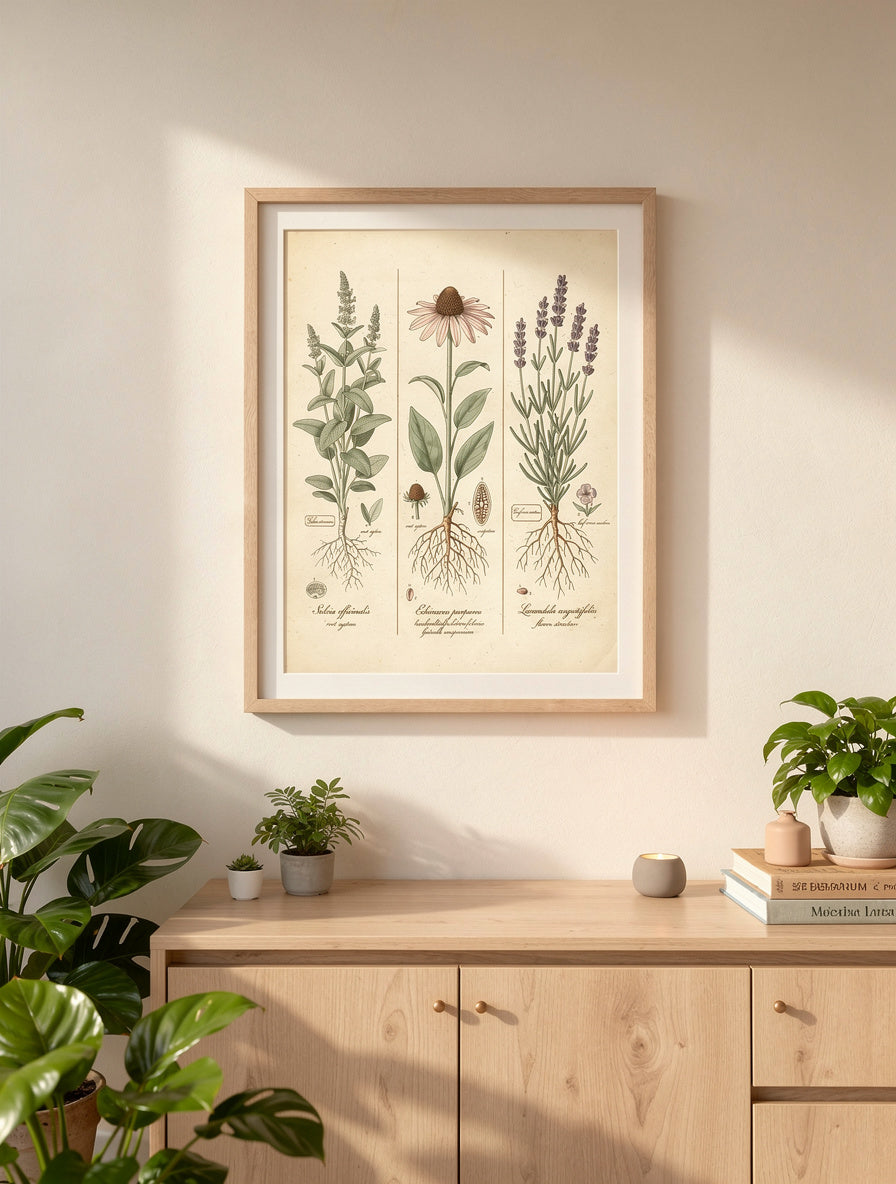 Medicinal Herbarium Triptych | Botanical Wall Art