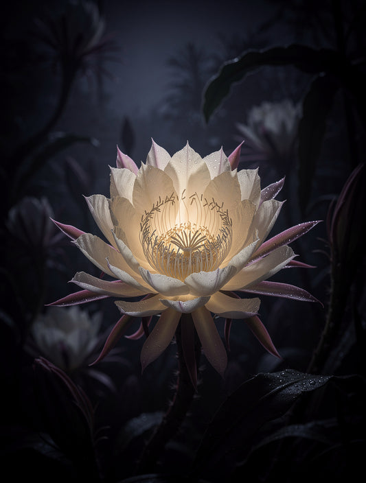 Midnight Blooming Nocturnal Cereus | Dark Floral Art