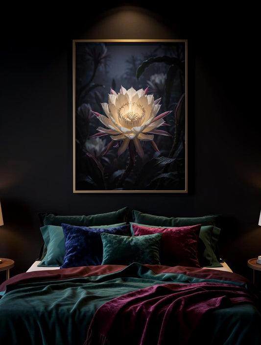 Midnight Blooming Nocturnal Cereus | Dark Floral Art