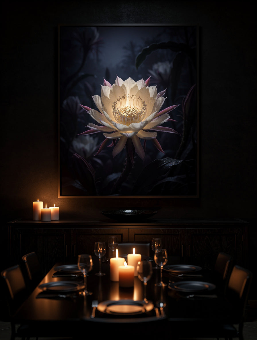 Midnight Blooming Nocturnal Cereus | Dark Floral Art