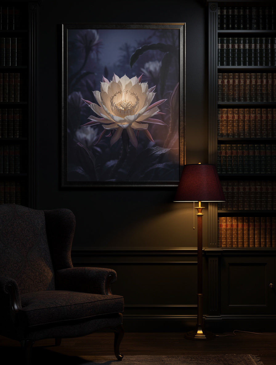 Midnight Blooming Nocturnal Cereus | Dark Floral Art