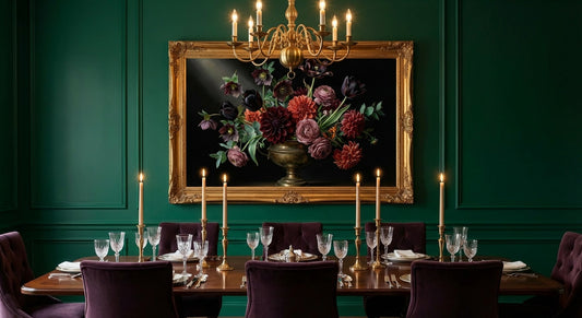 Midnight Dahlia Vanitas Dark Floral Wall Art | Moody Botanical
