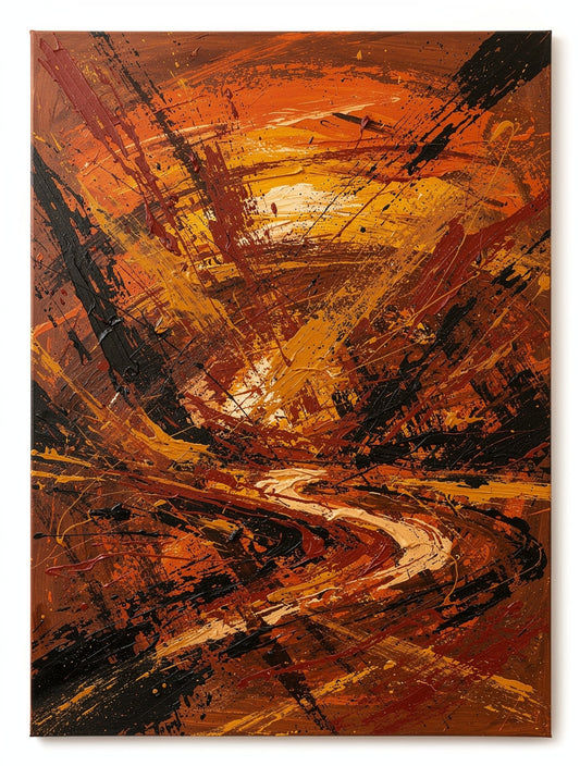 Molten Sunset Explosion Abstract | Gestural Color Art