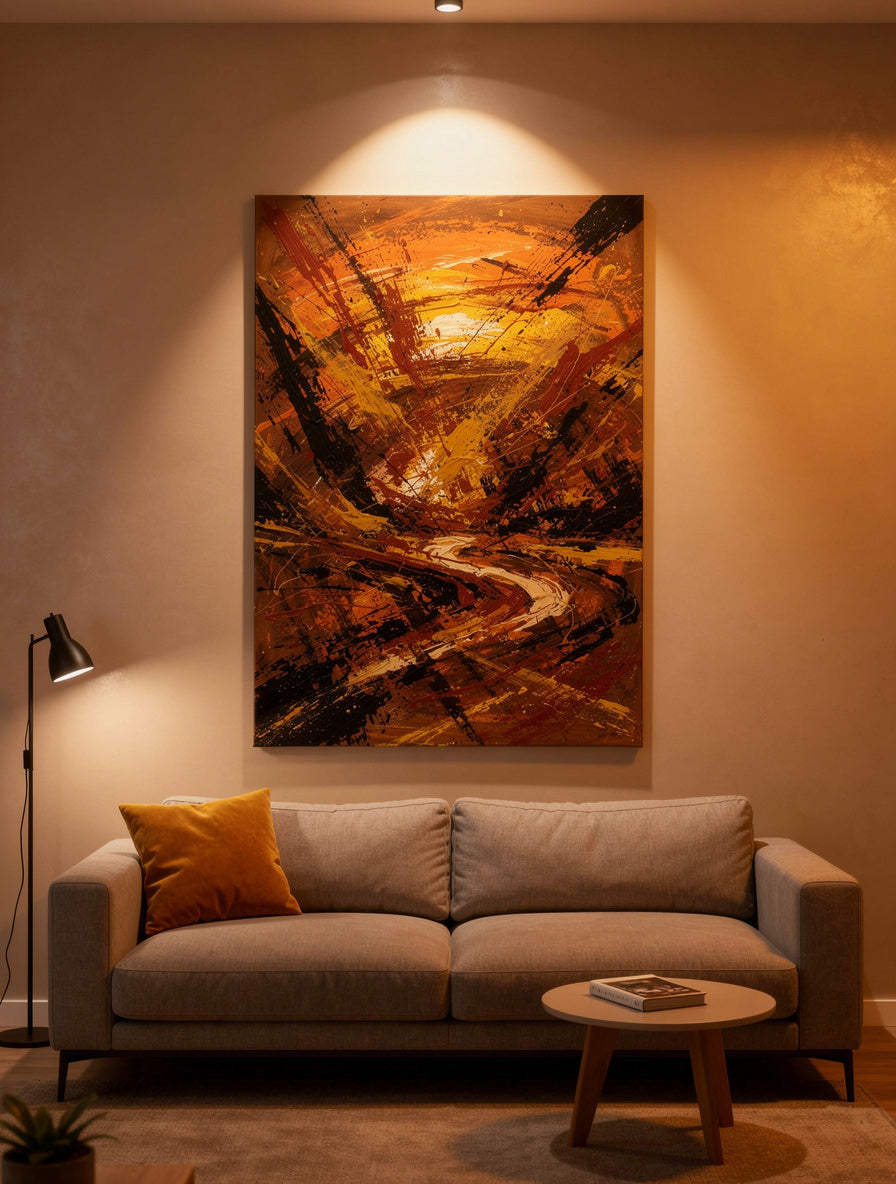 Molten Sunset Explosion Abstract | Gestural Color Art