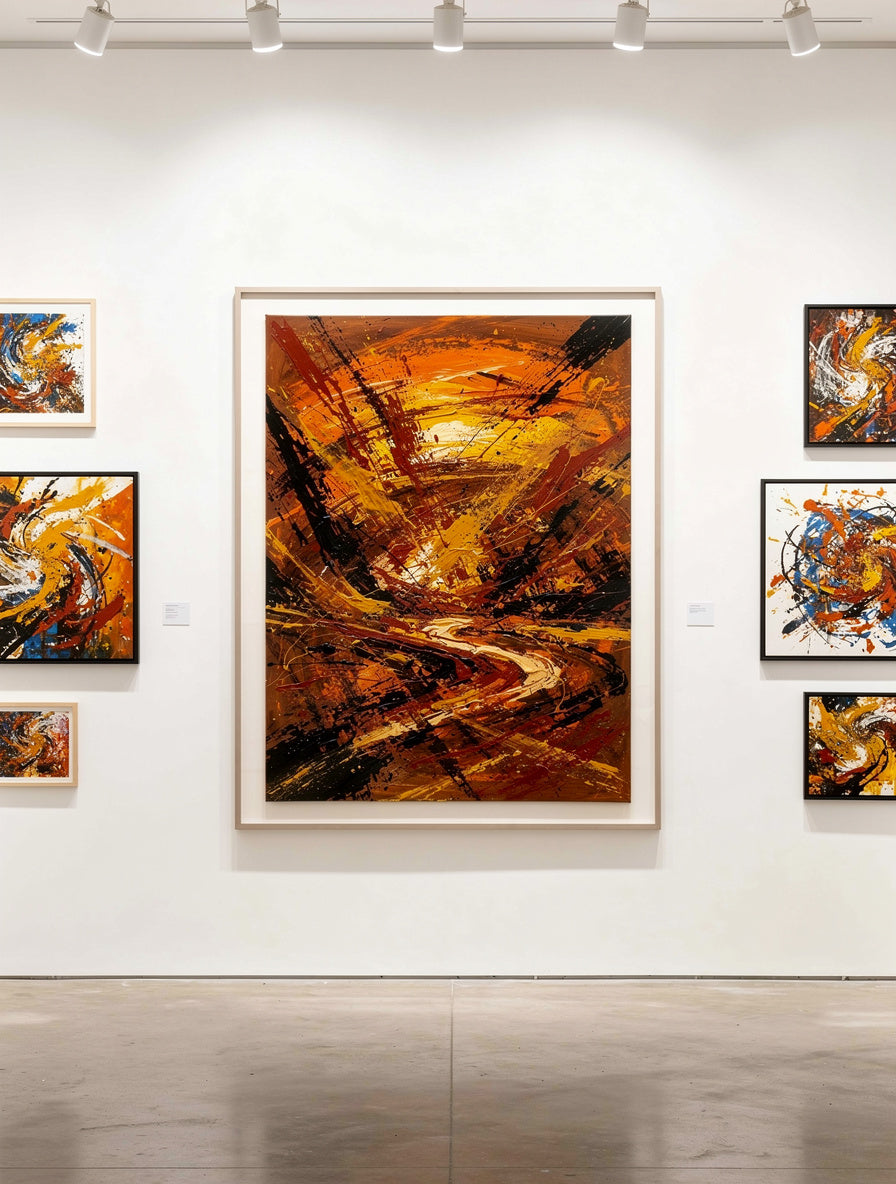 Molten Sunset Explosion Abstract | Gestural Color Art