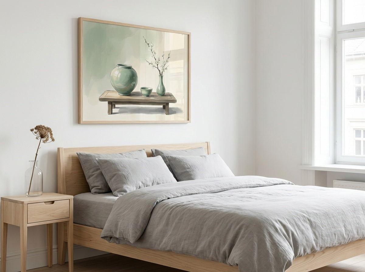 Morning Celadon Still Life Wall Art | Korean Minimalist